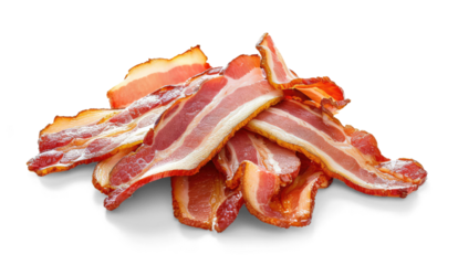 bacon slices isolated from white or transparent background