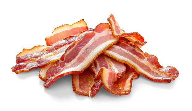 bacon slices isolated from white or transparent background