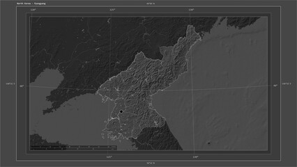 North Korea composition. Bilevel elevation map