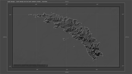 South Georgia - South Georgia and the South Sandwich Islands composition. Bilevel elevation map © zelwanka