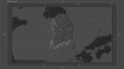 South Korea composition. Bilevel elevation map