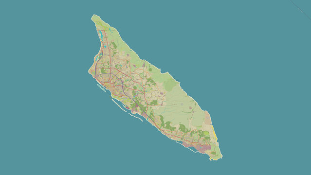 Aruba outlined. OSM Topographic Humanitarian style map
