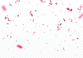 Fototapeta na wymiar Pink confetti, celebrations banner, isolated on transparent background