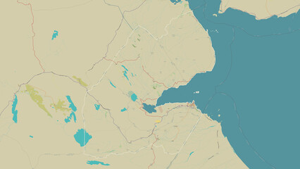 Djibouti outlined. OSM Topographic Humanitarian style map