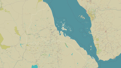Eritrea outlined. OSM Topographic Humanitarian style map