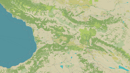 Georgia outlined. OSM Topographic Humanitarian style map