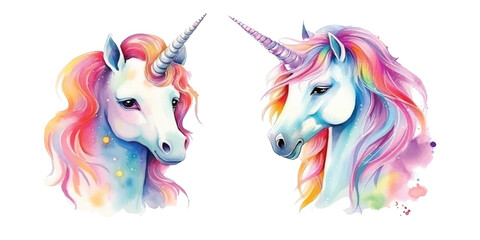Cute Watercolor of unicorn © Finkha