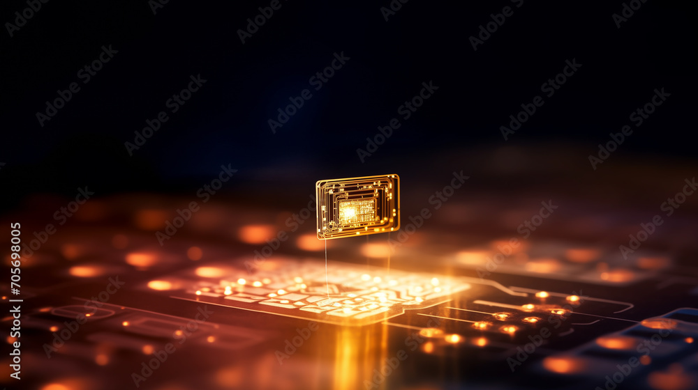 Poster microchip symbolizing the development of ai technologies