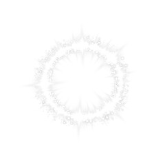 Obraz premium White magical fantasy portal. Round light frame, futuristic teleporter. Lighting effect. White neon lights illuminate night scene with sequins. White neon ring. Round shape with small particles. PNG