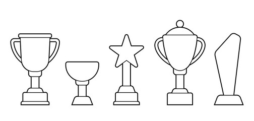 Awards and trophy icons set. Reward items for sports or corporate competitions. - obrazy, fototapety, plakaty
