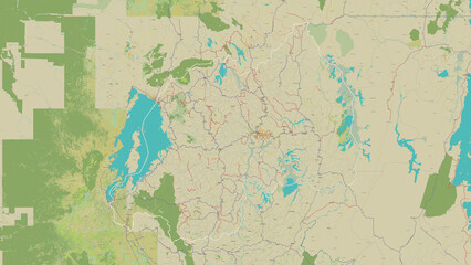 Rwanda outlined. OSM Topographic Humanitarian style map