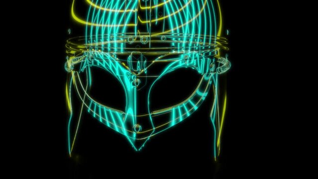 Rendering 3D animation, Spangenhelm helmet PL model on a black background
