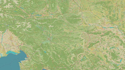 Slovenia outlined. OSM Topographic Humanitarian style map