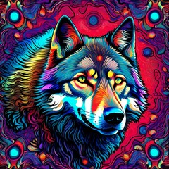 psychedelic wolf
