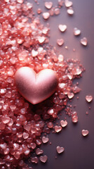 Fototapeta premium Pink heart on a pink background. Valentine's Day. Love.