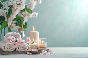 Luxurious Spa Setting with Candles for Mother's Day Theme

