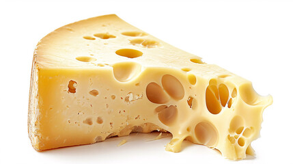 Piece of cheese on a white background. Close-up.