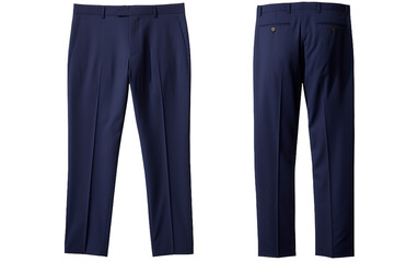 Navy Elegance: Embracing Sophistication with Slim-Fit Suit Trousers Isolated on Transparent Background PNG.