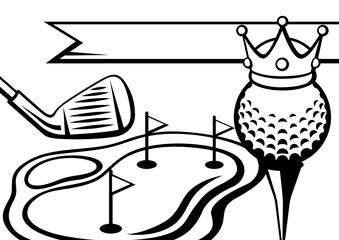 Background with golf items. Sport club illustration.