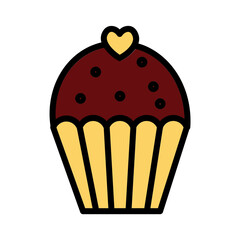 Cake Heart Love Filled Outline Icon