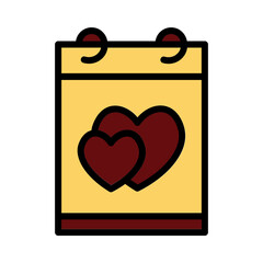 Calendar Date Love Filled Outline Icon