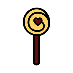 Candy Lollipop Love Filled Outline Icon