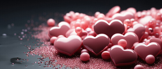 Valentine's Day background with pink hearts.