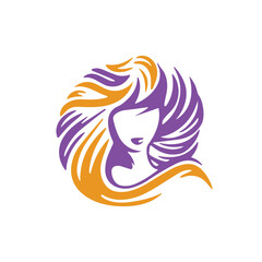 Woman's hair style icon logo concept. Beauty salon logo design template.