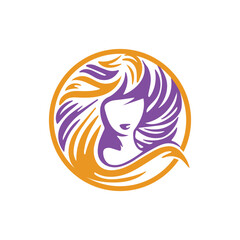 Woman's hair style icon logo concept. Beauty salon logo design template.