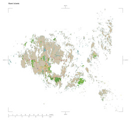 Åland Islands shape isolated on white. OSM Topographic French style map