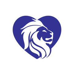 Lion heart vector logo design template.	