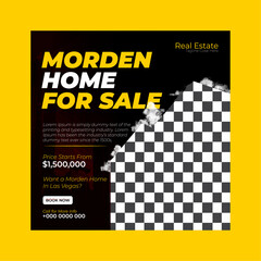 Real estate social media post or house property sale banner square post marketing web banner template