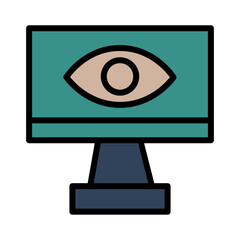 Desktop Eye Monitor Filled Outline Icon