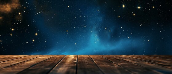 Starry Night Sky View for Valentine's Day with Table Top and Copy Space

