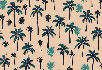 Fototapeta na wymiar palm trees seamless pattern, coconut background
