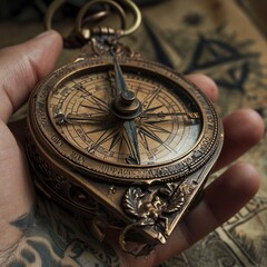 Fototapeta na wymiar hand holding a compass
