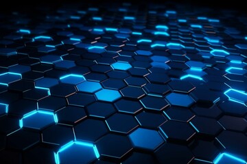 Stunning 3D abstract background with vibrant blue hexagonal cells. Generative AI