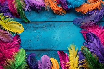 Colorful Feather Decorations for Brazilian Carnival with Table Top

