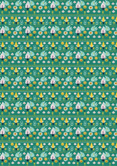 classic wallpaper seamless vintage flower pattern on green background