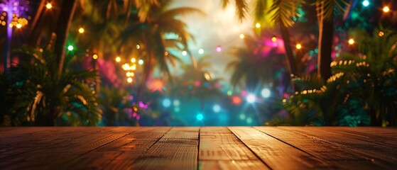 Tropical Palm Trees and Bright Lights for Brazilian Carnival

