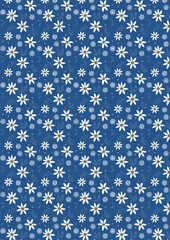 classic wallpaper seamless vintage flower pattern on blue background