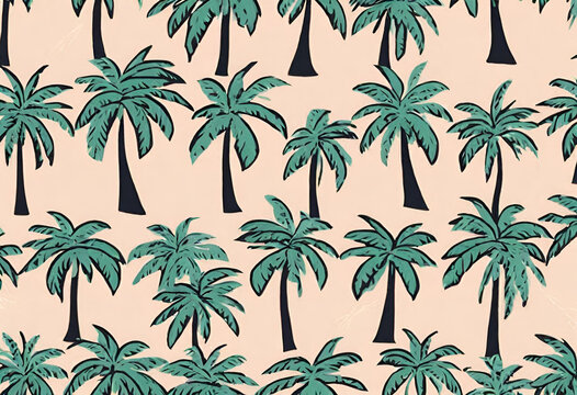 palm trees seamless pattern, coconut background © Produzir