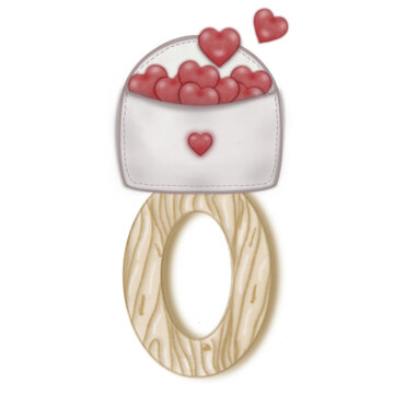 red hearts envelope wooden letter o clip art preview