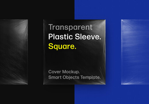 Square Transparent Plastic Sleeves Mockup With Generative AI