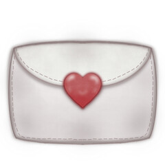 Love letter envelop with red heart shape paper on character english language.