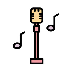 Microphone Music Note Filled Outline Icon