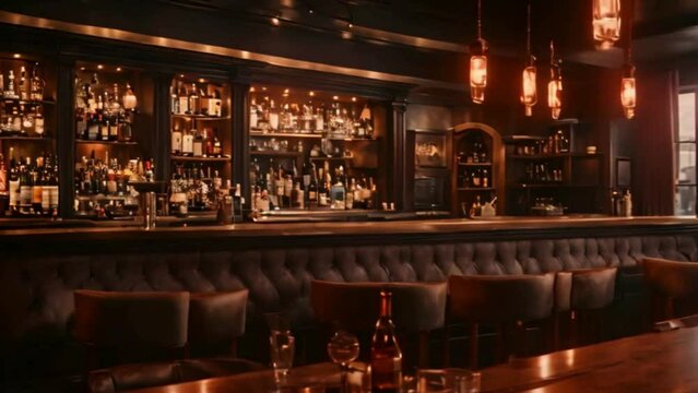 modern bar in luxurious restaurant, interior