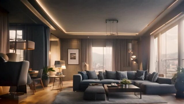 modern living room with l shaped sofa