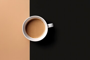 Cup of black coffee on black background