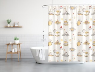Stylish Shower Curtain Mockup for Bathroom Decor - AI Generated
